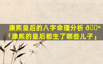 康熙皇后的八字命理分析 🐺 「康熙的皇后都生了哪些儿子」